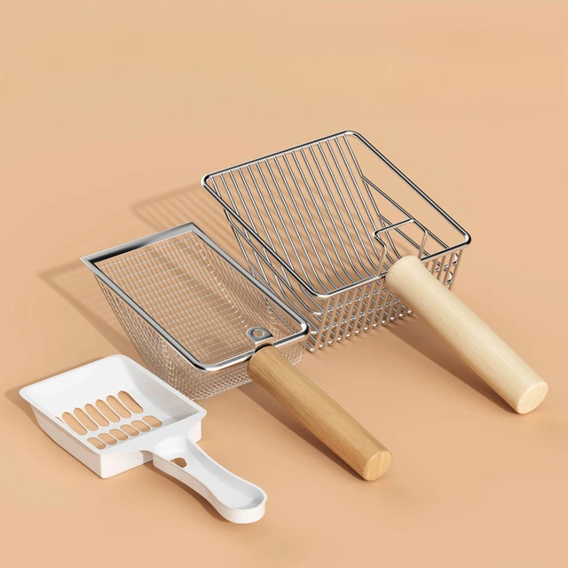 Wooden Handle Stainless Steel Cat Litter Shovel for Defecation Tool Bentonite Tofu Mixed Sand Portable Defecation Tool Wooden Handle Stainless Steel Cat Litter Shovel for Defecation Tool Bentonite Tofu Mixed Sand Portable Defecation Tool