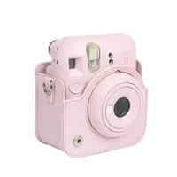 For Fujifilm Film Camera Bag for Instax Mini 12 11 Camera Case PU Leather Soft Silicone Cover Bag with Shoulder Strap Pink - Image 6