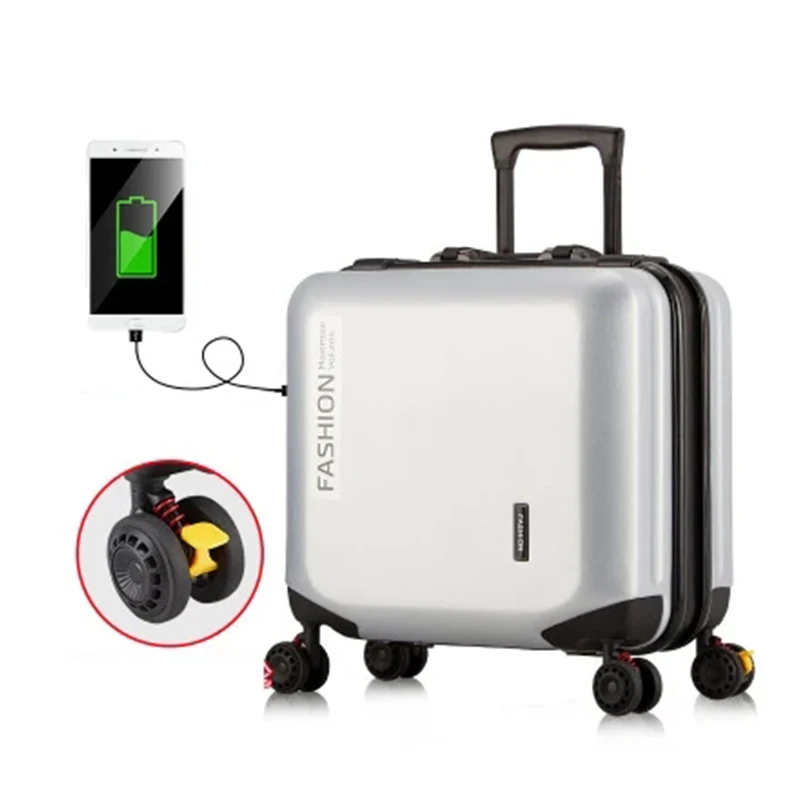

18 inch suitcase on wheels cabin travel bag luggage PC carry-ons trolley fashion Women rolling luggage men's hardside suitcase