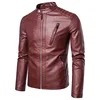 Stand Collar Jackets Fashion Casual Trend White Windproof Coat Streetwear Spring Autumn Men's Motorcycle Leather Jacket Solid 4