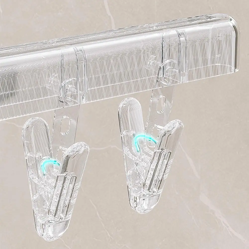 Four-pole Clothes Drying Rack Vacuum Adsorption Clothes Hanger Wall-mounted Foldable Sock Clip Hanger 180 for Capacity