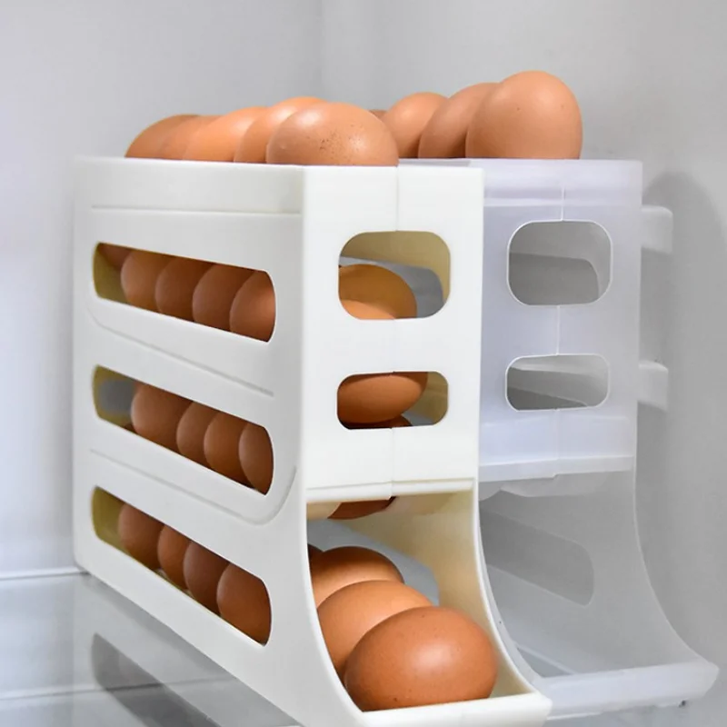 Multi-Layer Eggs Storage Box Refrigerator Side Door Storage Box Rolling Egg Holder Tray Automatic Rolling Egg Kitchen Organizers