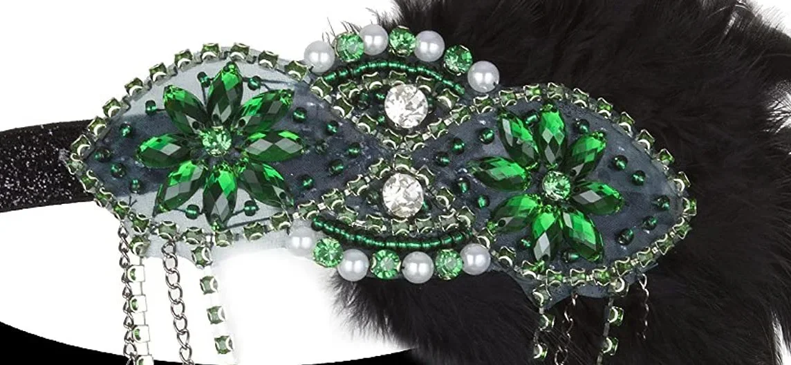 1920er Jahre Party Federketten Cosplay Requisiten Charleston Zubehör Damen 20er Jahre Flapper Kleid Kopfschmuck Great Gatsby Perlen Stirnband – Detail 9