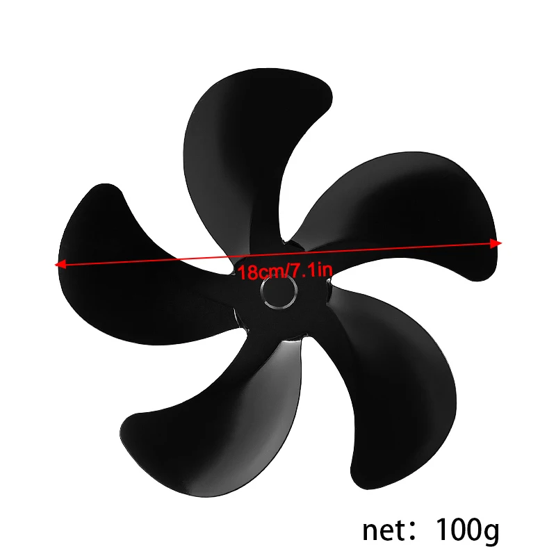 Aluminum Alloy 5 Blades Universal Stove Fan Blade Replacement Low Noise Blade Winter Wood Log Burning Fireplace Fan Accessories