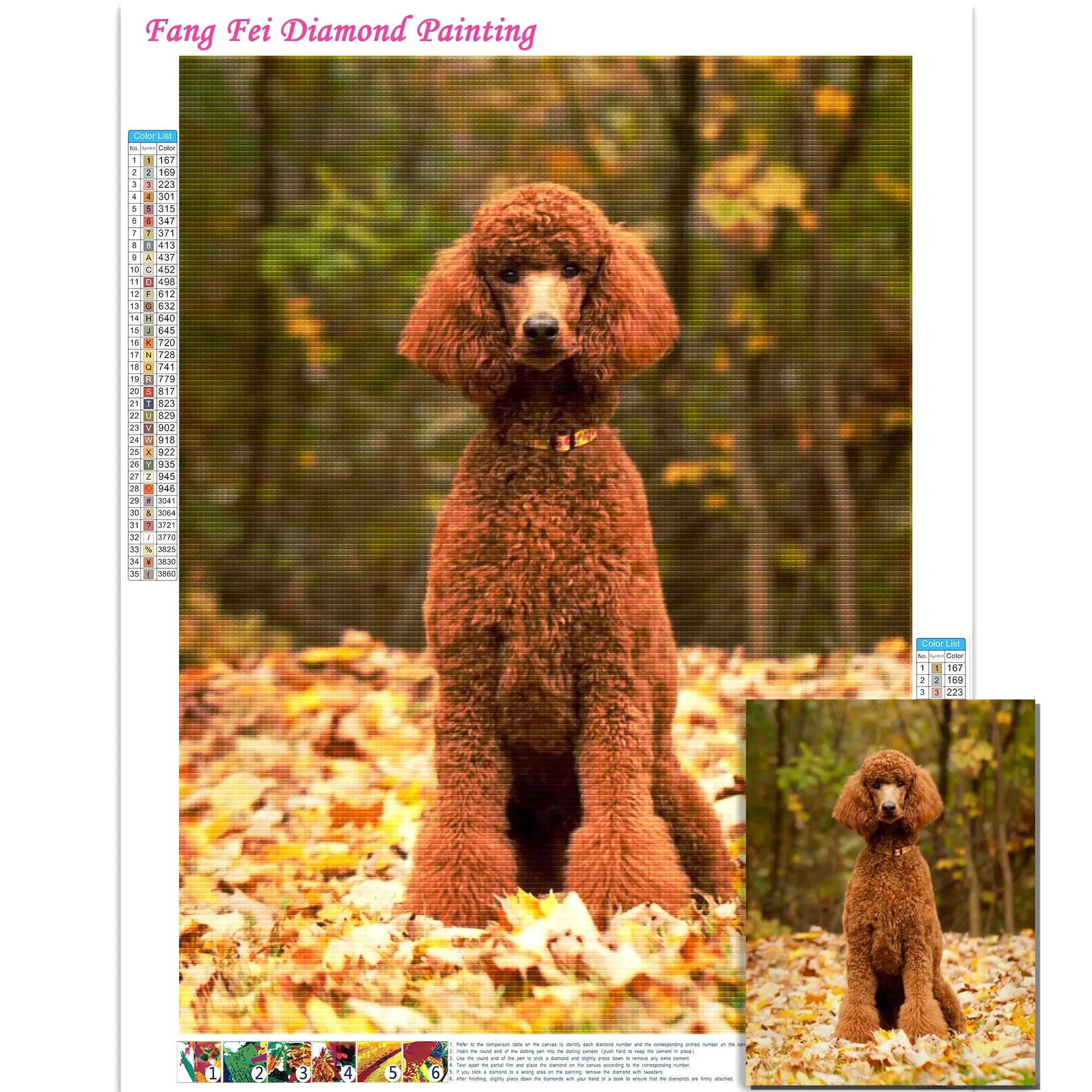 5D Pet Dog Poodle Diamond Rhinestones Painting Animal Wall Art Cross Stitch Kits Embroidery Picture Mosaic Full Drill Home Decor
