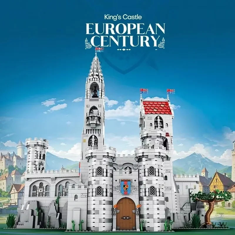 Ritterburg Mittelalterliche Architektur Bausatz Modularer Baustein-Set Zusammenbaubares Modellbausatz Puzzle-Spielzeug Geschenk für Jungen und Erwachsene – Detail 1