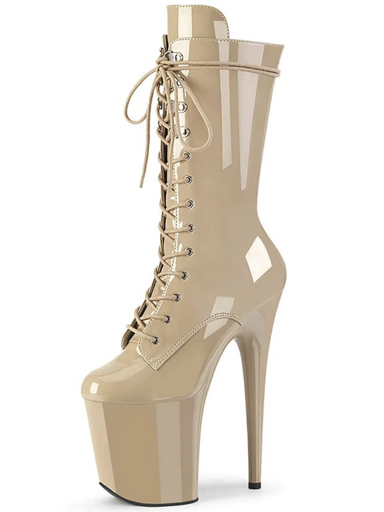 

Lace Up Fashion Exotic Dancer Boots 20cm Platform Ankle Boots Pole Dance Gladiator Nightclub Thin Heels Women Catwalk Cross Dres