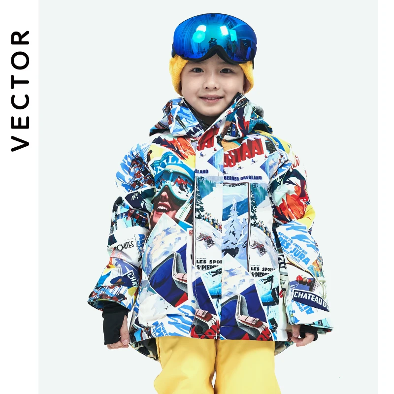 Children's kids snow suit Outdoor Waterproof and Windproof Warm Clothing Winter Snowboard Jacket Boys and Girls VECTOR