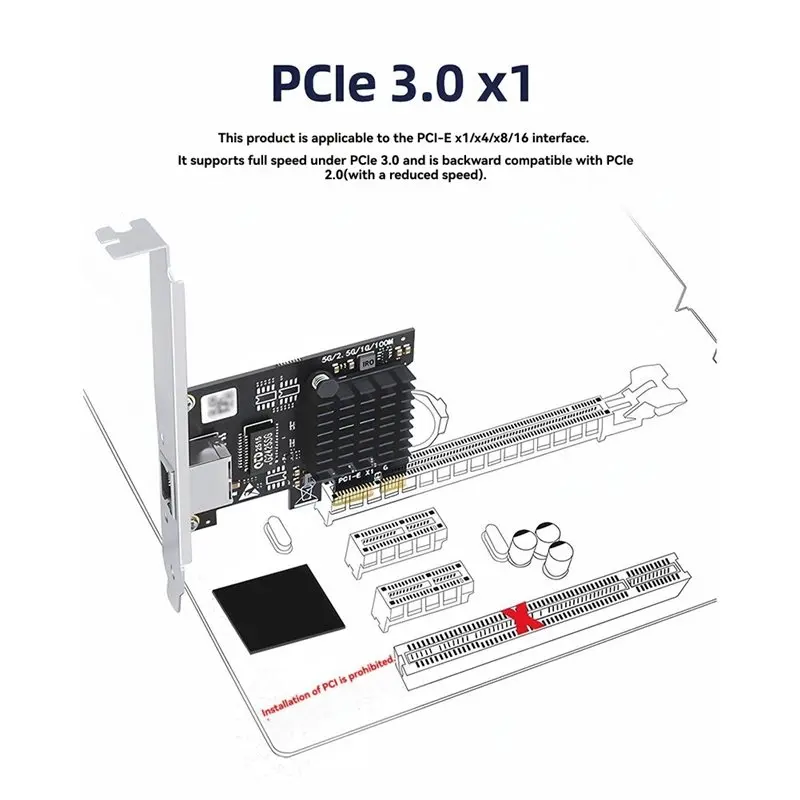 독창적인 5Gbps PCI-E to RJ45 네트워크 카드 RTL8126 100Mbps/1G/2.5G/5G 기가비트 이더넷 PCIE 무선 어댑터 PC용 Win10 11