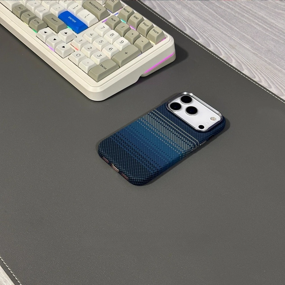 Korean Style Magnetic Carbon Fiber Texture Phone Case with Camera Lens Protection