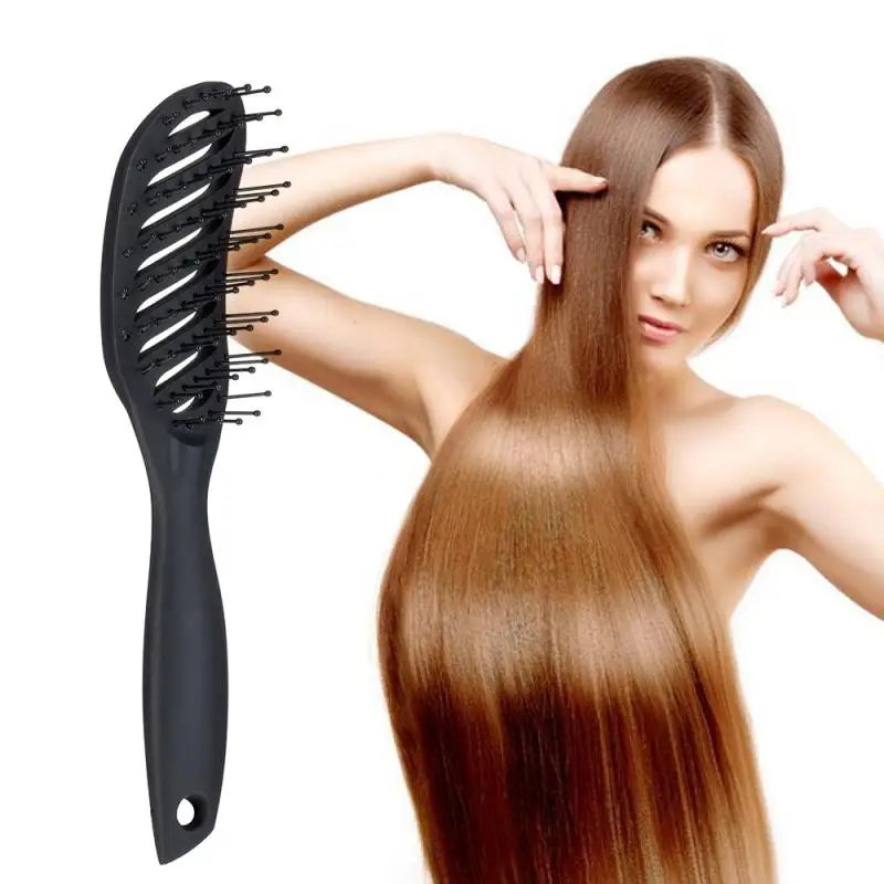 

Wet/ use Anti-Static Hair Brush Hair Comb Small curved comb With matte texture handle Massage Comb Styling Tools