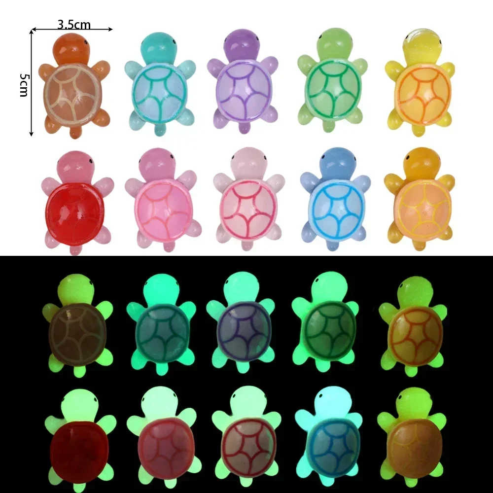 10 Mini Tortugas De Resina Luminosas - Figuras Multicolores Para Paisajes Marinos, Jardines Y Fiestas, 4.5 Cm