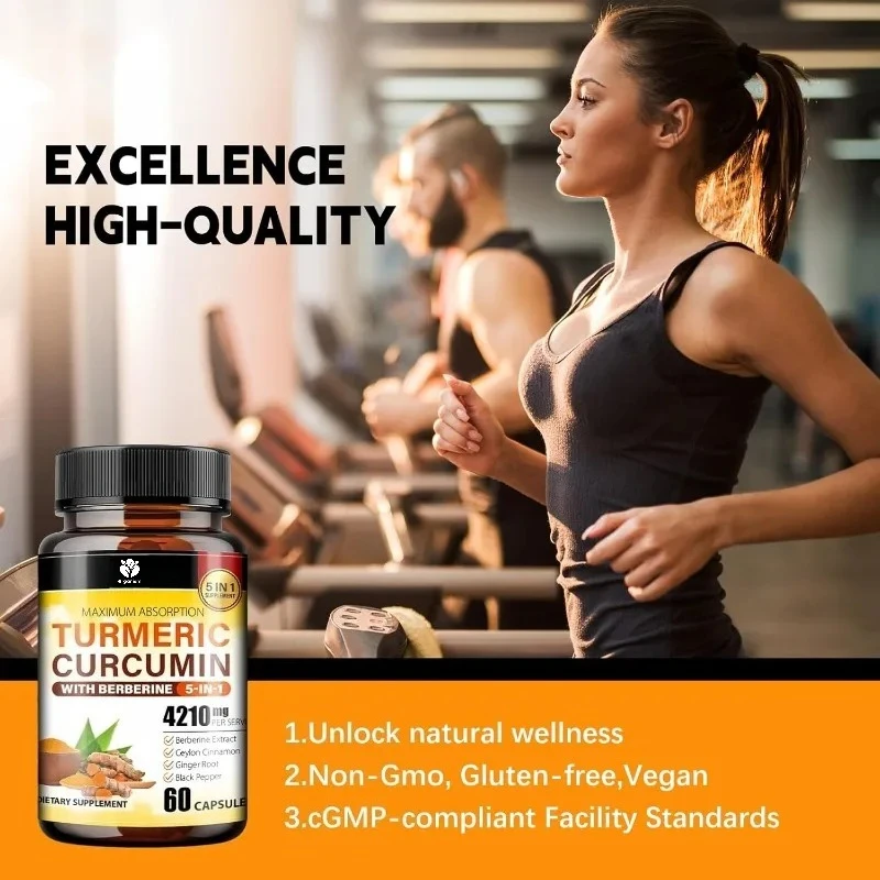 Turmeric and Curcumin Supplements with Black Pepper, Ginger, Berberine, Ceylon Cinnamon - Daily Health Support
