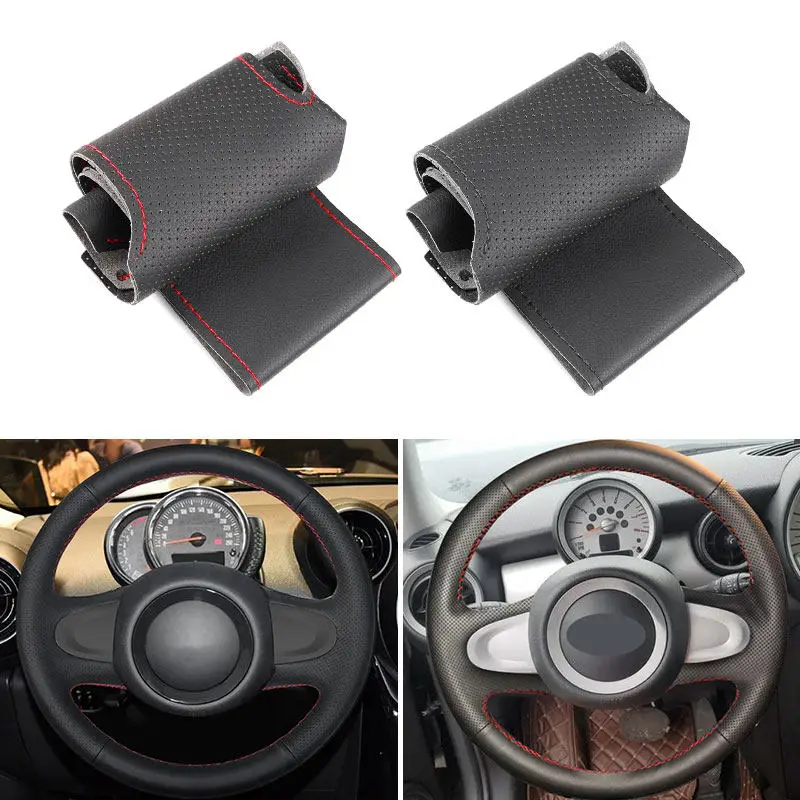 Für Mini R56 R57 Clubman Countryman Clubvan Cooper Coupe 2-Speichen-Autozubehör Lenkradbezug Mikrofaser-Lederbesatz