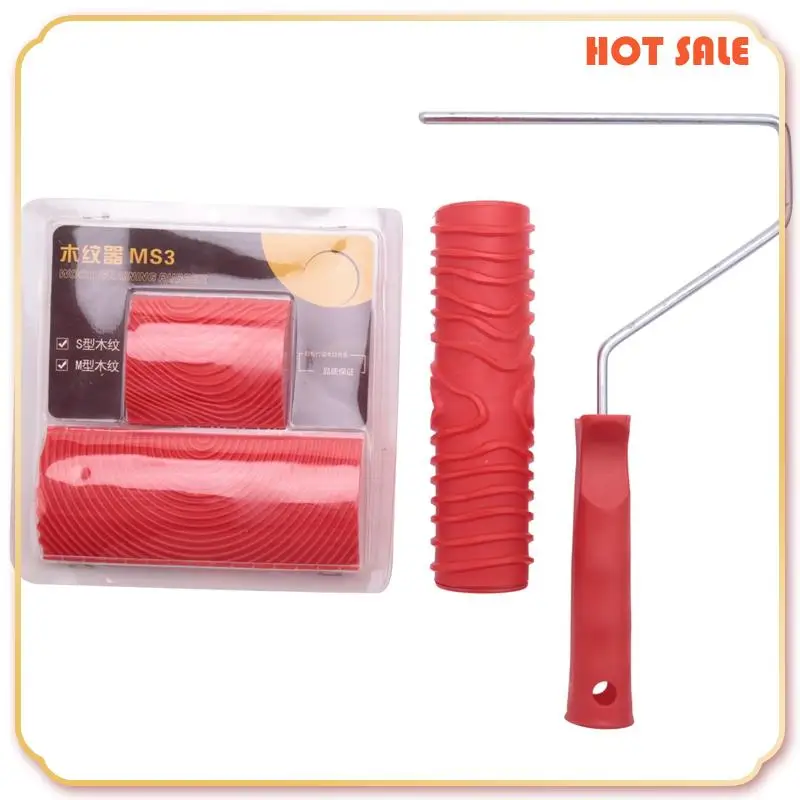 ABFA-7 Inch Empaistic Pattern Roller Painter +2 PCS Wood Graining Painting Tool,Art Wallpaper Imitation Wood Grain Tool,Wall Tex