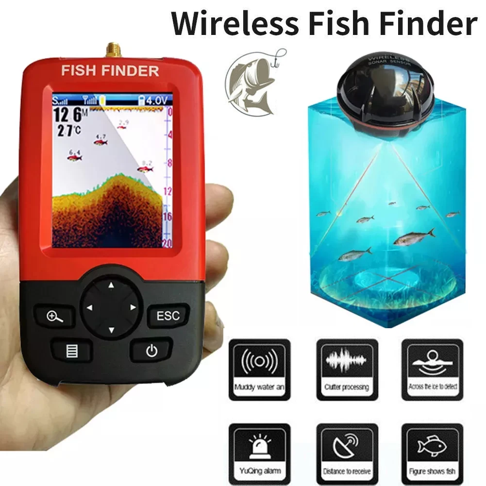 Wireless Portable Fish Finder Depth Sonar Sounder - 100m Alarm