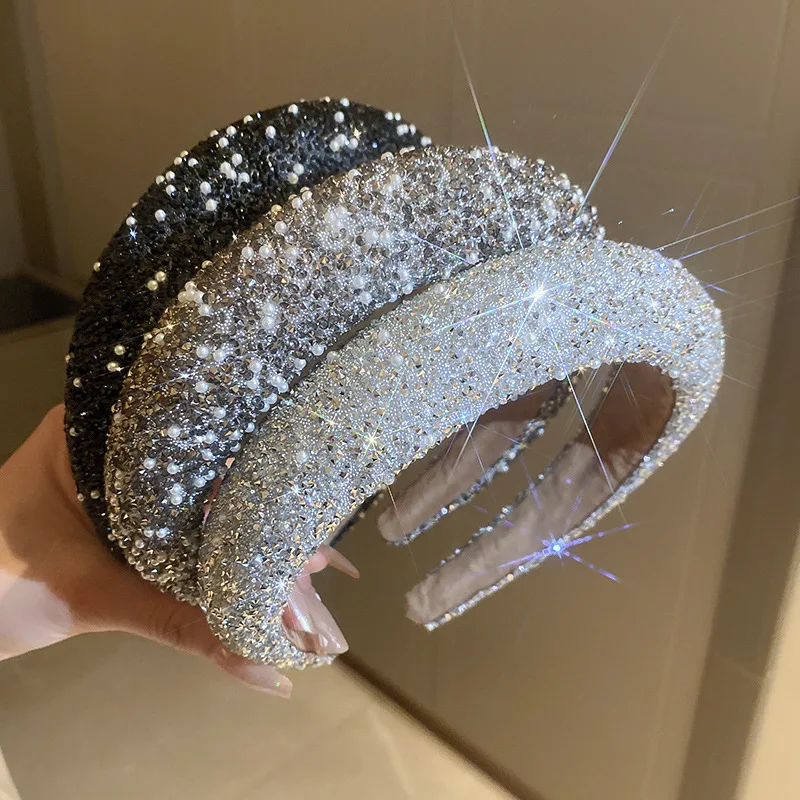 Fasce Per Capelli Con Strass E Perle - Confezione Da 8 Stili Argento