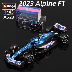 Bburago 1:43 2023 F1 Dust Cover Version BWT Alpine A523 Alloy Car Formula Racing Diecast Model Toy Collection Gifts Gasly Ocon