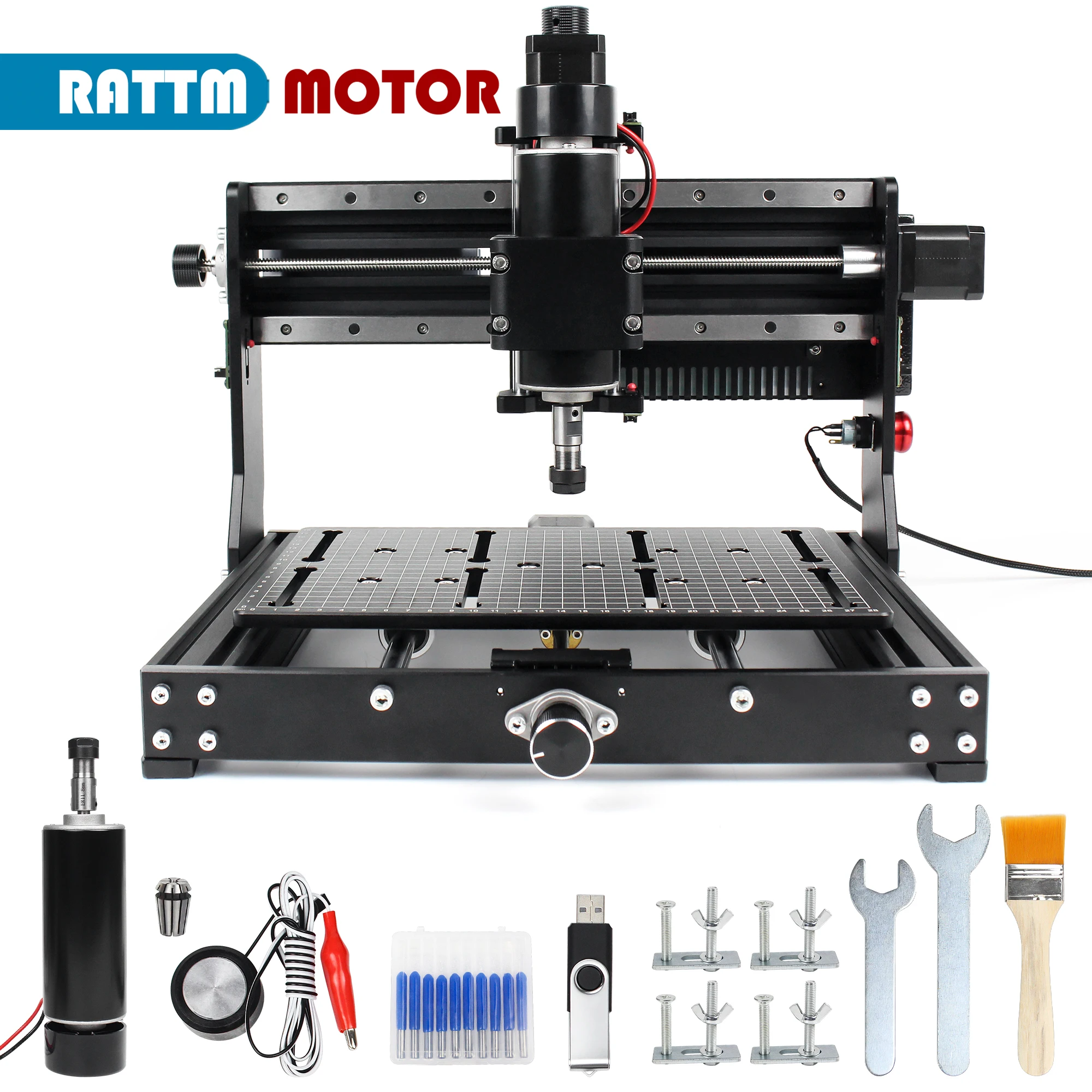 

RATTM MOTOR 3020 Plus 500W GRBL Control CNC Router Milling For Metal Acrylic Milling Cutting Machine 1W-20W Laser Optional