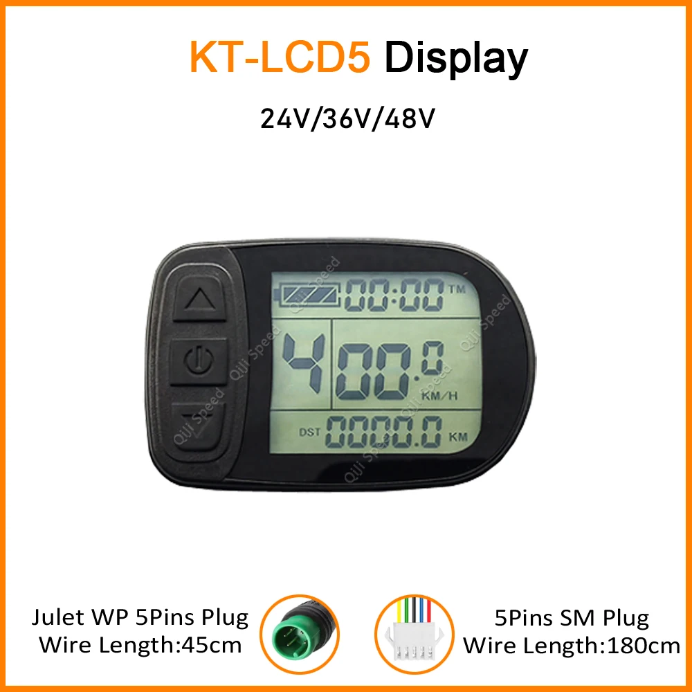 KT LCD5 클래식 방수 전기자전거 대시보드, 쿤텡 KT 컨트롤러 및 미터 키트용 24V 36V 48V 플러그 앤 플레이 미터