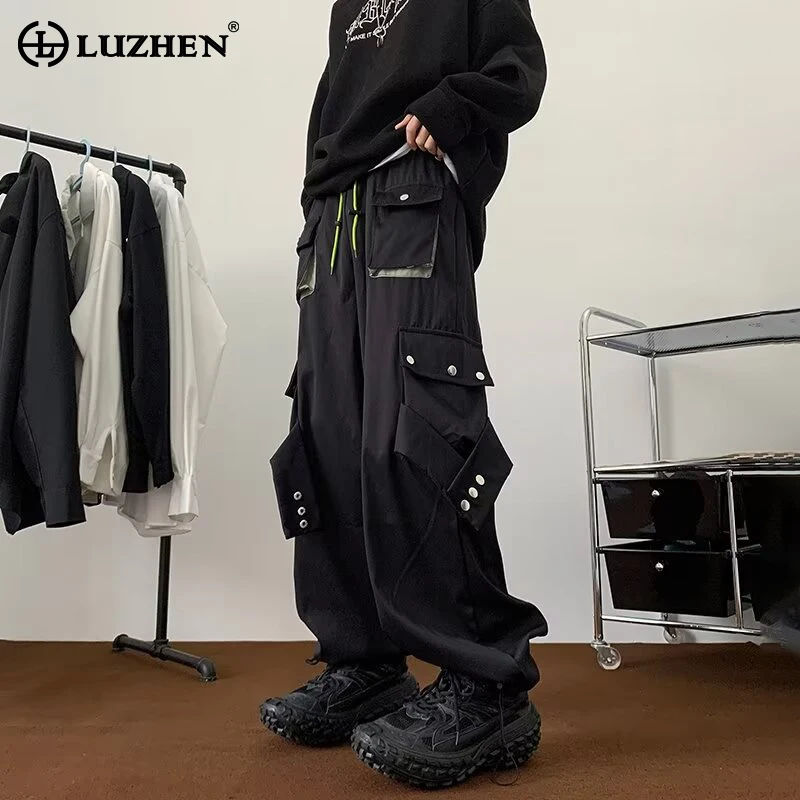 

LUZHEN 2024 New Multi Pocket Patchwork Design Stylish Cargo Pants Original Men's Spring Trendy High Street Baggy Trousers LZ1921