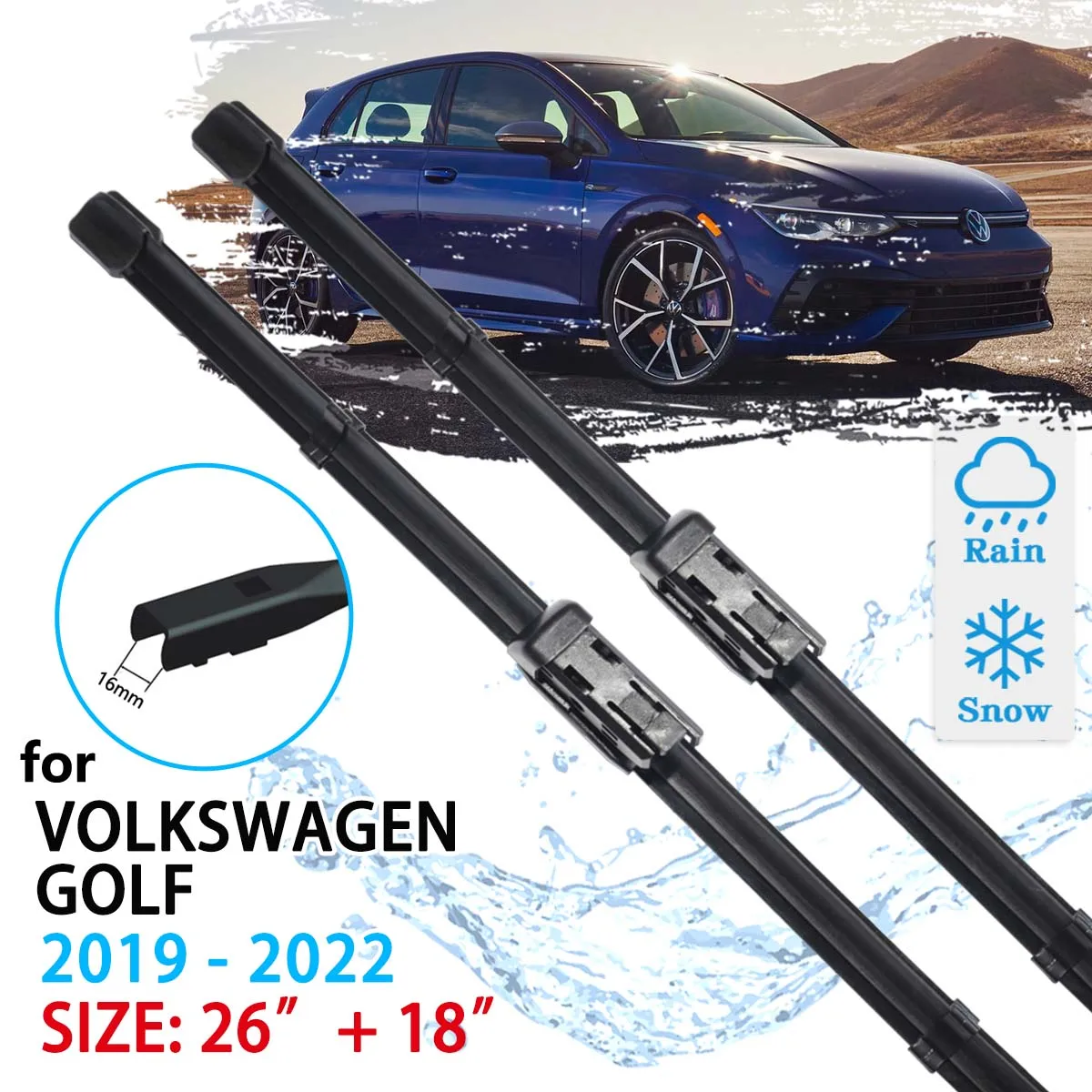 For Volkswagen Golf MK8 Variant R Line GTE GTD GTI R 2019 2020 2021 2022 Windscreen Windshield Accessories Car Front Wiper Blade