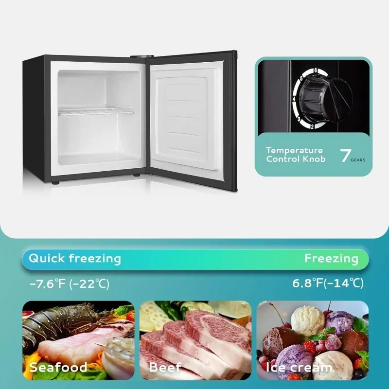 QWEUHOMY Mini Freezer Countertop,1.1 Cubic Feet,Single Door Compact Upright Freezer with Reversible Door,Small freezer for Home