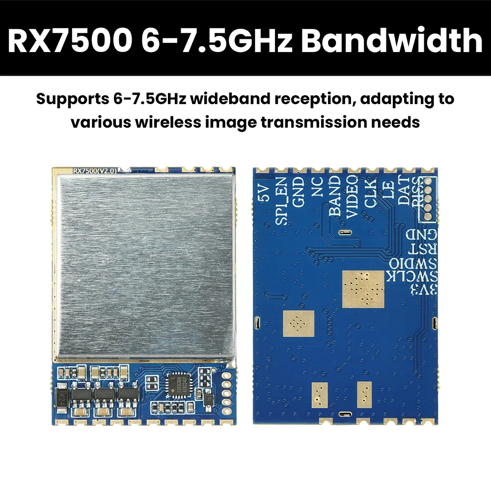 Côté du récepteur 5.8G 48CH RX7500 montrant les ports d'antenne et de sortie vidéo