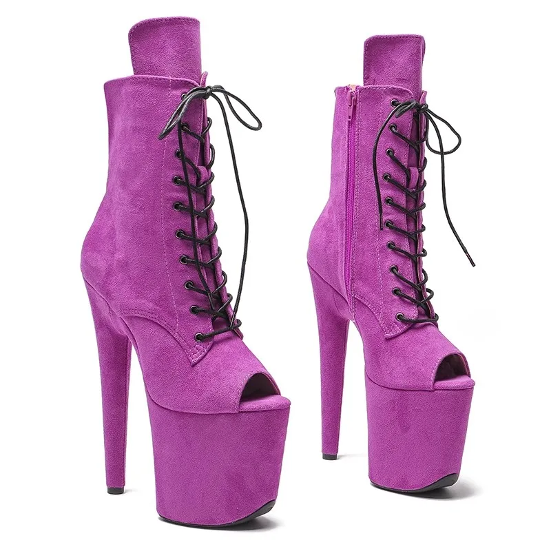

Новая Привлекательная модель со шнуровкой, Женская замшевая обувь на высоком каблуке 20 см/8 дюймов, ботинки для танцев на шесте, 631