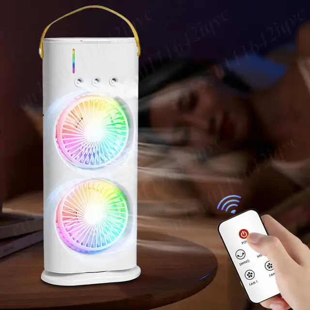 Portable Electric Fan Ultrasonic Atomization Sprayer Fan Cooling Humidifier Fan Home Air Conditioning Desktop & 7 RGB Lighting 4