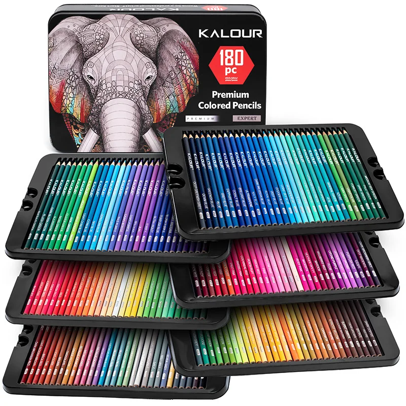 KALOUR Professional Colored Pencils, 50/72/120/180/240 Colors Set, Artists  Soft Core with Vibrant Color,Ideal for Drawing Sketch