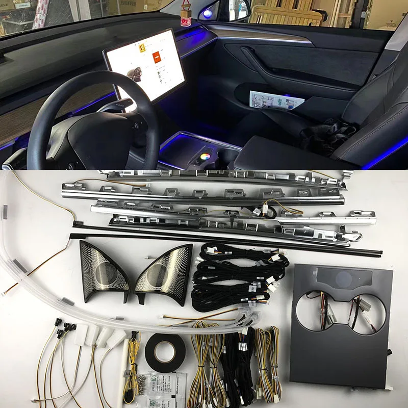

Four door light bar ambient light control brightness adjustment color for 2021 tesla model 3/Y original factory