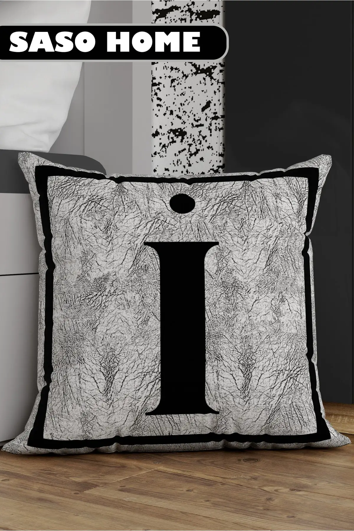 

Gray Letter Cushion Pillow Case - Letter I - Gray Background Decorative Gift Cushion Cover