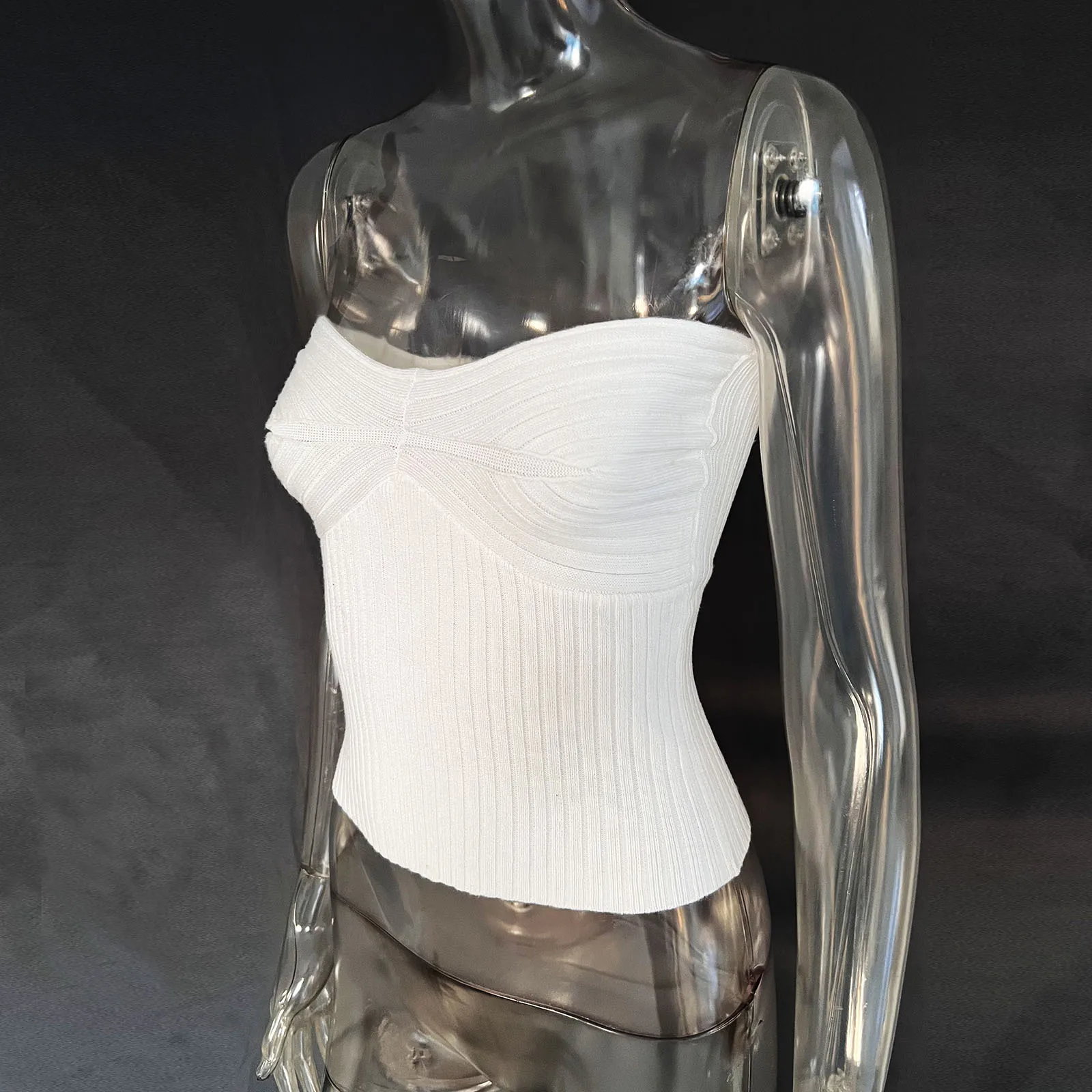 Knit Ribbed Backless Tank Top Women's Slim Summer Fashion Cropped Top High Street Elegant Knitwear Pullover Female Vest