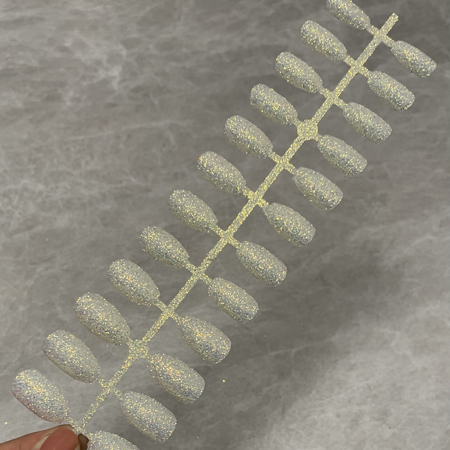 Short Nails Press On Full Set Coffin Nails Girl Ballet False Nails Finished Nail Art Glitter Shiny Blingbling Fake Nails