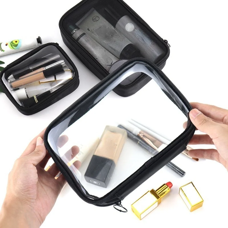 Waterproof Transparent Cosmetic Bag Bath Toiletry Bags Kit Women Make Up Case Travel Zipper Clear Makeup Beauty Wash Organizer