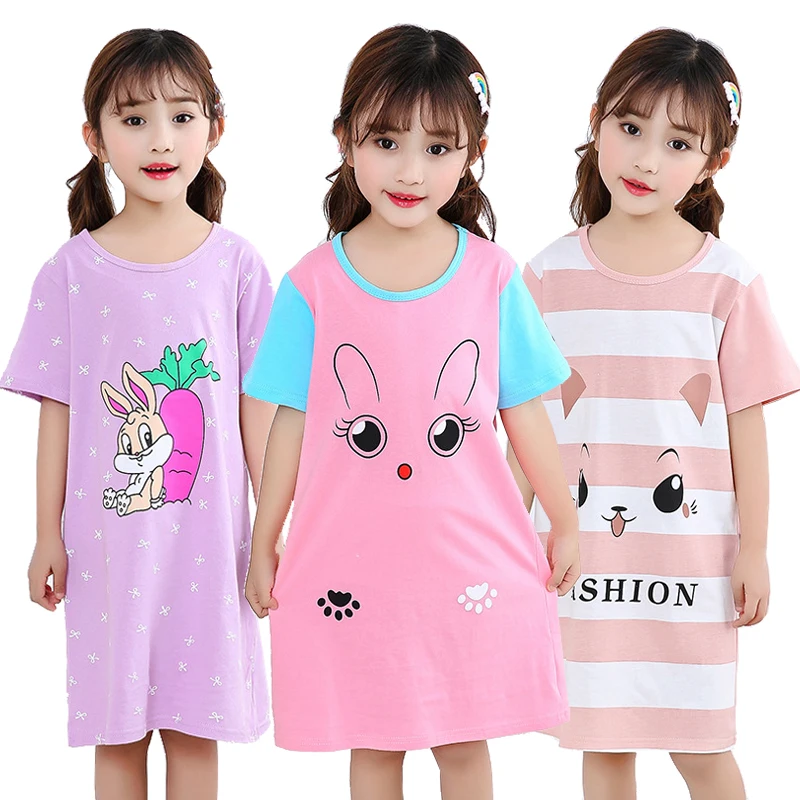

Cotton Toddler Girls Princess Night Dress Short Sleeve Children's Nightgowns Teens Nightdress New Summer Kids Pyjamas Sleepwear