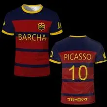 New Blue Lock FC Barcha Cartoon Cosplay Men and Women's Jersey Summer Breathable Sweat Absorption Short-sleeved T-shirt