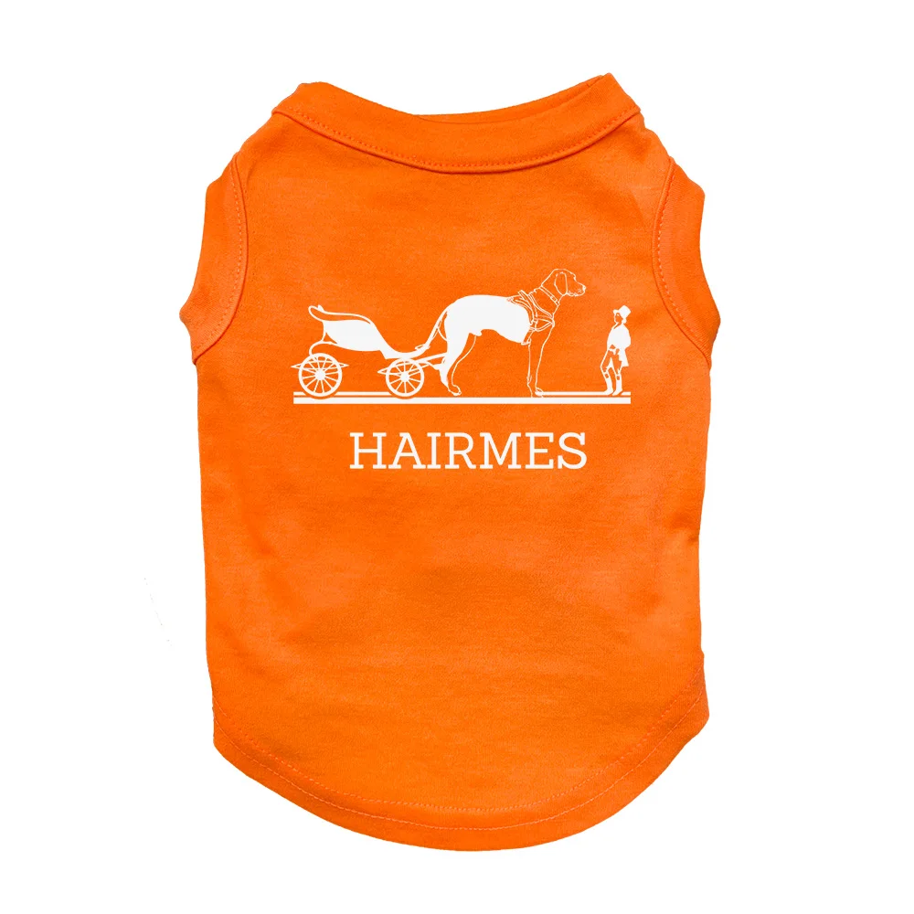 T-shirt pour chien orange imprimé Hairmes - 2025 - Doglovedesign : Vêtement et accessoires pour chiens