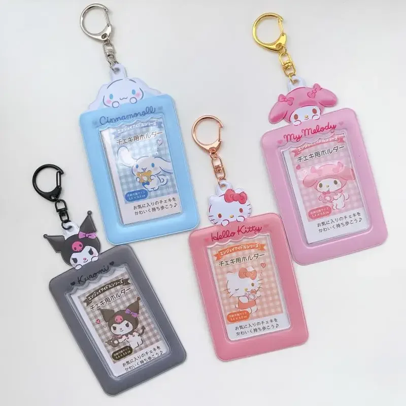 

Милый чехол для карт из аниме Sanrios My Melody Kuromi Cinnamoroll, милый мультяшный рисунок Hello Kitty, фотография, фотоальбом, подвеска в подарок