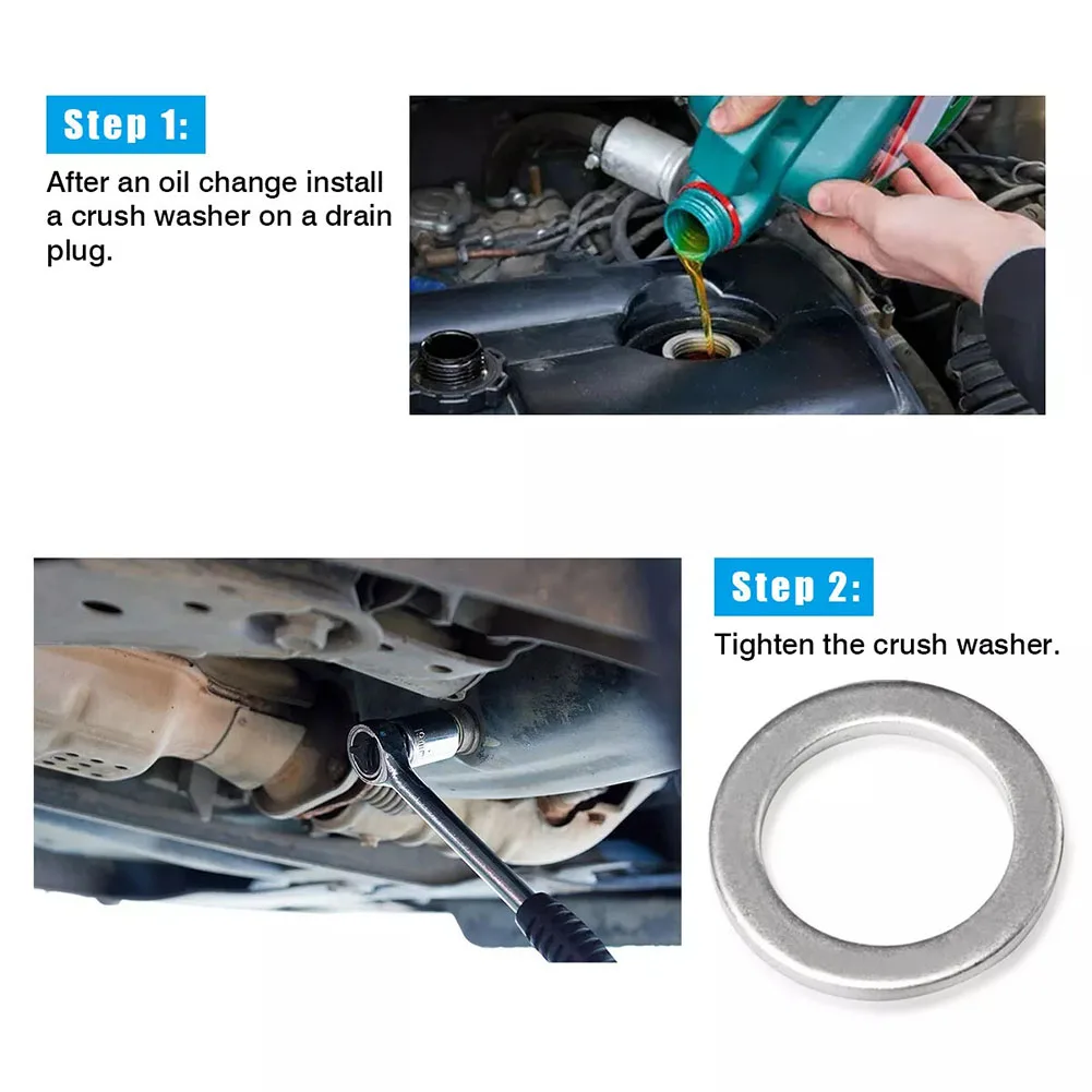 oil drain plug gasket oil drain plug seal washer o ring gasket sealing washers 100Pcs Washer Seal M 14 Aluminum Oil Drain Gasket Sealing O Ring Assortment For MAZDA MERCEDES BENZ SUZUKI
