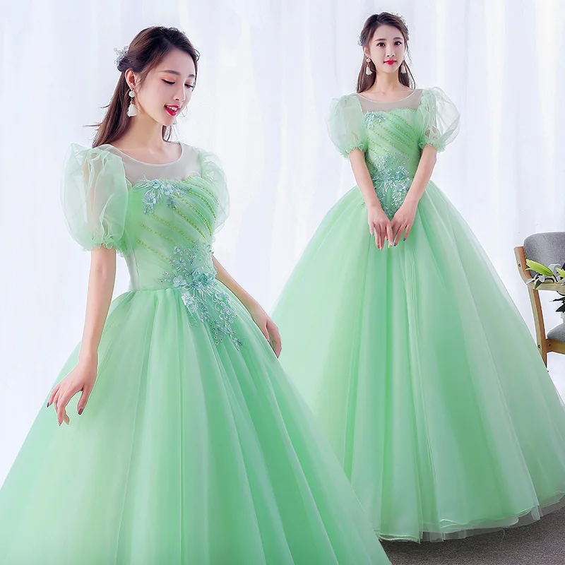 

Зеленое бальное платье, женские платья для Quinceanera, платья из фатина с аппликацией для выпускного вечера, дня рождения, бальное платье для торжественных случаев