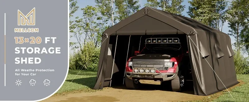 Description Picture 2 of itemMELLCOM 13 x 20 FT Heavy Duty Carport, Portable Garage with All-Steel Metal Frame & Vents, Anti-Snow Car Canopy Outdoor Storage