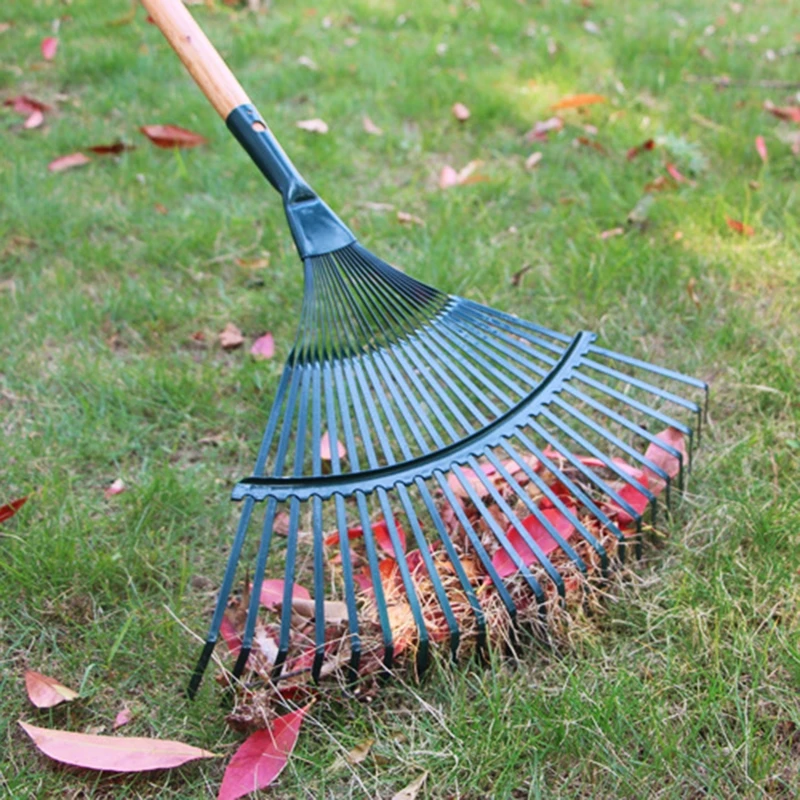 Fan-sahped Rake Head Replacement Garden Rake Head 22 Teeth Carbon Steel Garden Cleaning Rake Professional Garden Tool Q84D 2