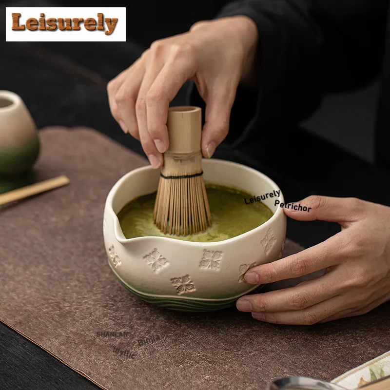 Sakura Gradient Ramp Matcha Set Japanese Ceramic Tea Bowl Whisk Stand Song Dynasty Tools Hundred Books Accessories Equipment
