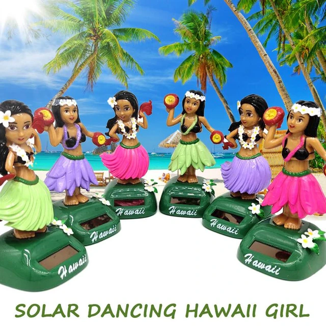  LIUYUNQ Adornos de coche para salpicadero, diseño de hula con  cabeza de bobble alimentada por energía solar, cabeza hawaiana de hula,  juguete para bailar, muñeco para decoración de interior de coche