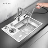ASRAS New Cup Rinser kitchen Sink 304 Stainless Steel 4mm Thickness Handmade Brushed Sink High Pressure Cup Washer kitchen Sink 1
