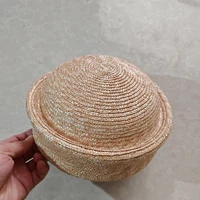 Summer Knitted Beret Women's Sun Hat Circle Concave Top Straw Hat Church Derby Party Beach Hat - Image 4