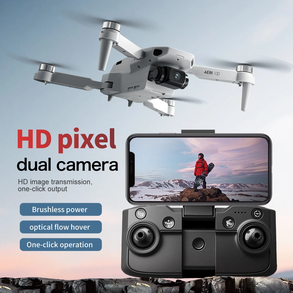 Drone Aeri100 Professionnel HD Double Caméra WIFI FPV UAV RC Pliable