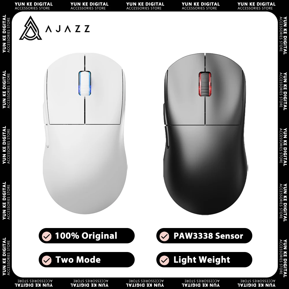 

Беспроводная мышь Ajazz AJ199MC, два режима, PAW3338, датчик, FPS, игровая мышь 53g, яркий вес, ПК, ПК, компьютер, Windows, офисные подарки